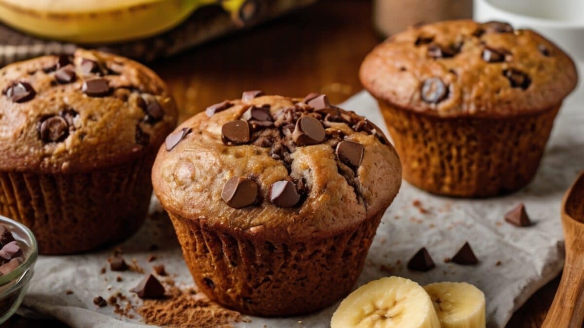 Leckere Bananen-Schoko-Muffins ohne Mehl Bananen-Schoko-Muffins 6