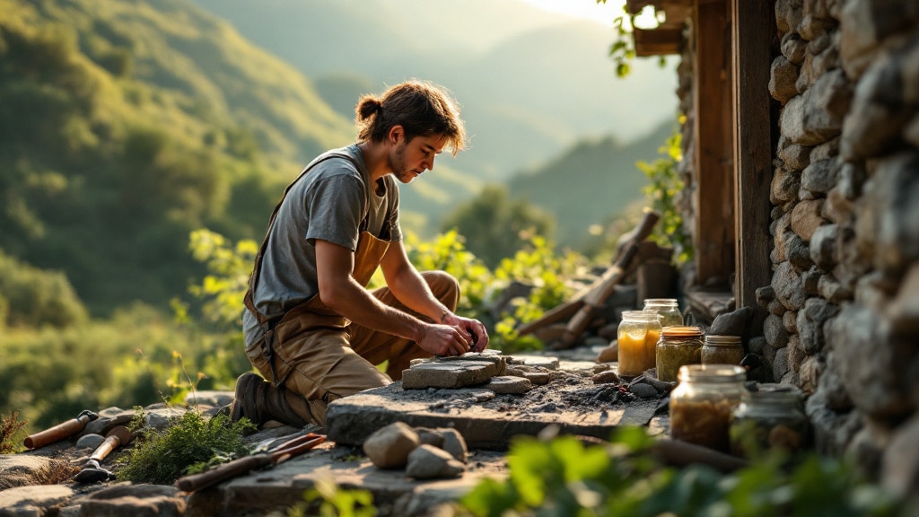 Freiwilligenarbeit beim Trockenmauerbau in Asturien