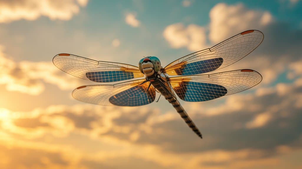 Solarbetriebene bewegliche Libellenskulptur